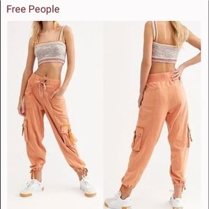 FREE PEOPLE joggers orange Semi-Charmed VGUC slouchy cargo sweats sweat pants M